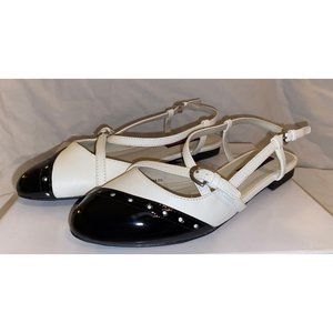 New in Box! MOJO MOXY Parquet Black & White Slingback Flat Spectators -  Sz 7M